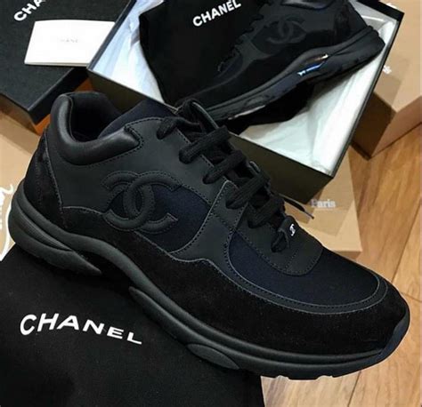 black and grey chanel runners|chanel trainers all black.